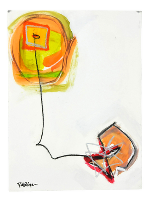 "Black String to Silver Marks" Contemporary Abstract Mixed-Media Painting by Robbie Kemper