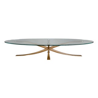 Vintage Coffee Table in Bronze Glass by Michel Mangematin, 1960s For Sale