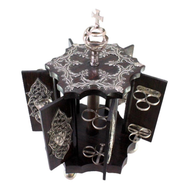 Cigar Case in Rosewood with Silver Shields, Caravels and Armillary Applications For Sale