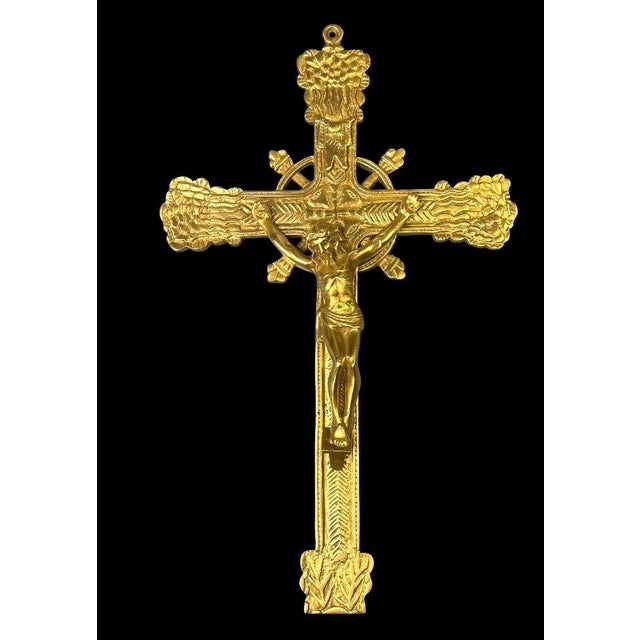 Antique French Gilt Bronze Altar Crucifix For Sale - Image 4 of 5