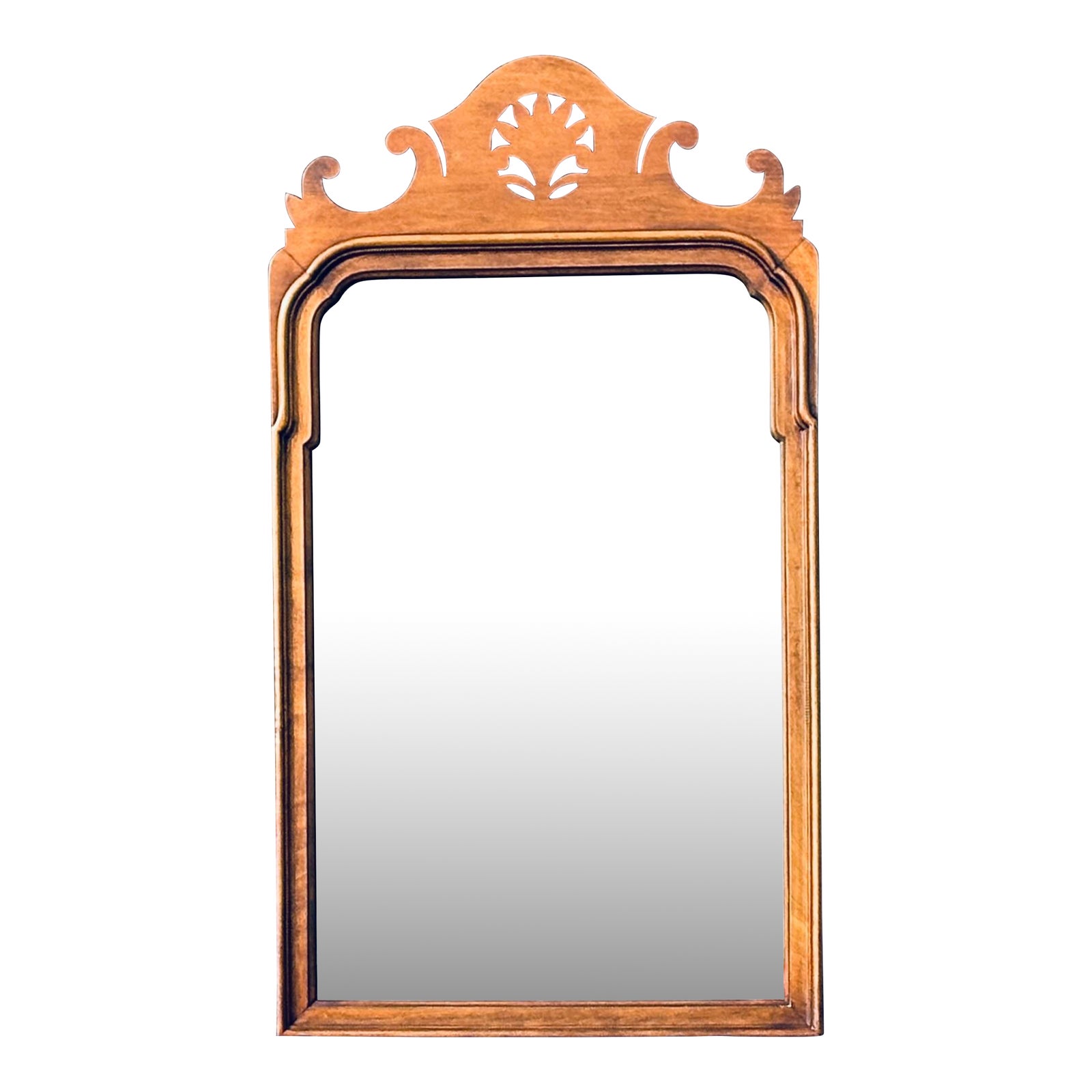 Antique Chippendale Style Solid Maple Wall Mirror | Chairish