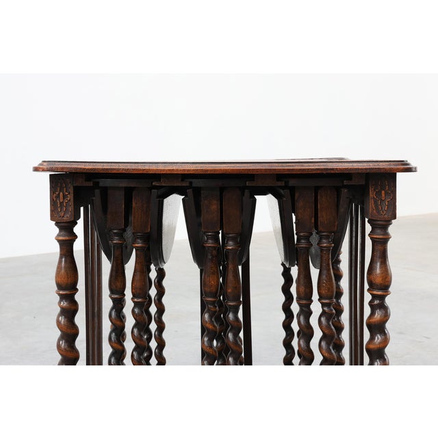 Early 20th Century Oak Barley Twist Nesting Tables, England, 1900s, Set of 4 For Sale - Image 5 of 18