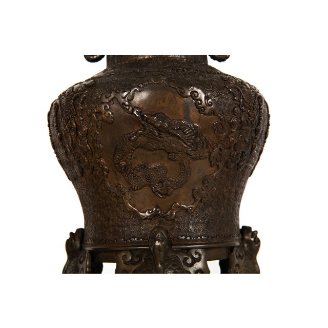 Pair of Antique Japanese Bronze Vasiform Table Lamps For Sale - Image 17 of 18