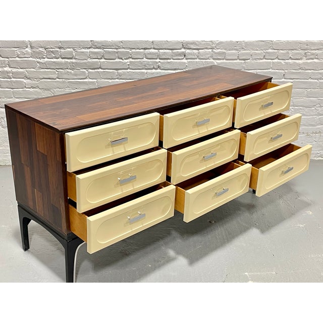 Mid Century Modern Plastic + Rosewood Credenza / Long Dresser by Vallieres, C. 1960's For Sale - Image 4 of 12