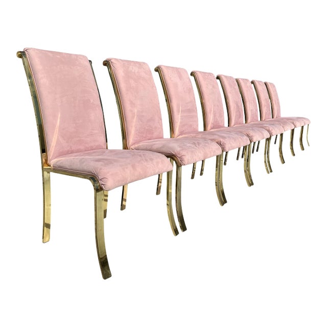Set of Eight Art Deco Revival Brass Dining Chairs by Design Institute of America For Sale
