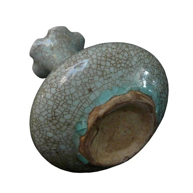 Chinese Celadon Crackle Ceramic Vase For Sale - Image 4 of 5