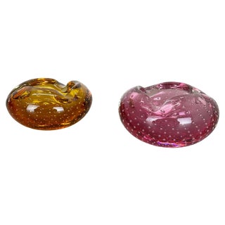 Murano Glass Bubble Structure Ashtrays, Italy, 1970s, Set of 2 For Sale