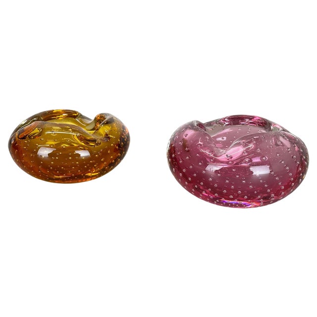 Murano Glass Bubble Structure Ashtrays, Italy, 1970s, Set of 2 For Sale