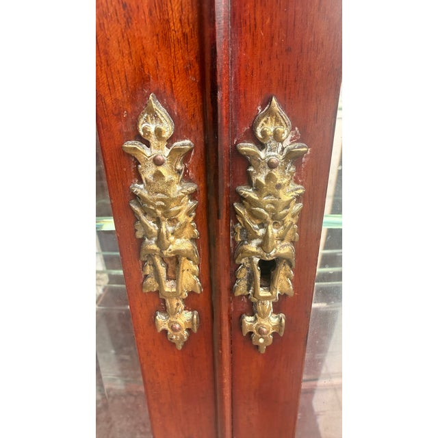 Antique Mahogany Barley Twist Beveled Glass Curio Cabinet For Sale - Image 10 of 14