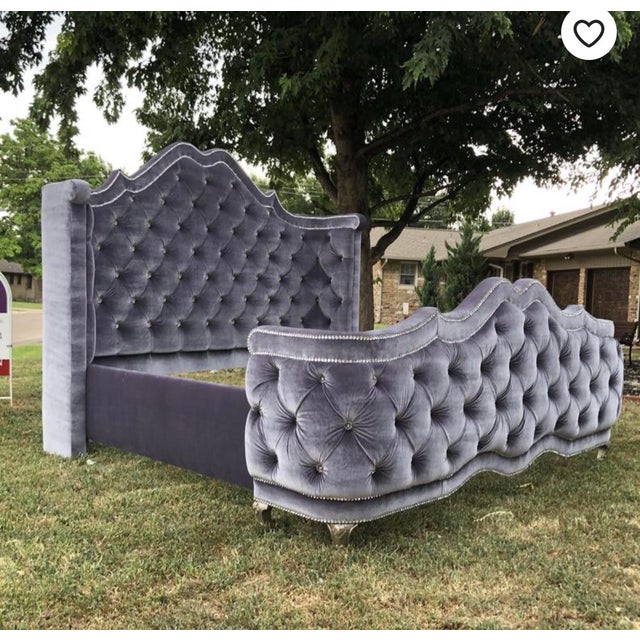 Custom California King French Tufted Bed with Rounded Footboard Chairish