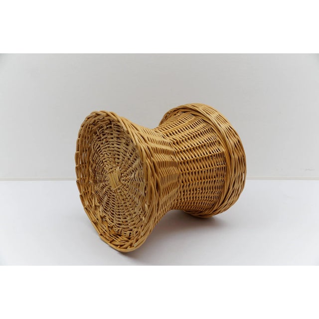 Wood Mid-Century Modern Rattan Stool with Storage Space, Italy, 1960s For Sale - Image 7 of 11