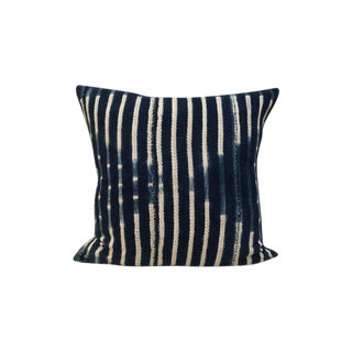 Vintage Indigo Mud Cloth Textile Pillow For Sale
