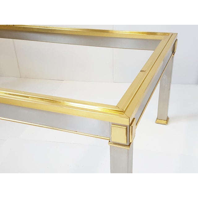 Vintage Italian rectangular coffee table from the 1970s/1980s by Luigi Della Maddelena. Fair condition. Minor oxidation...