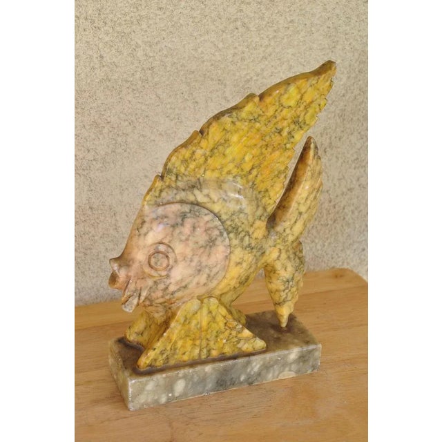 Vintage Italian Yellow/Pink Alabaster Carved Sculpture of a Fish For Sale In San Francisco - Image 6 of 9