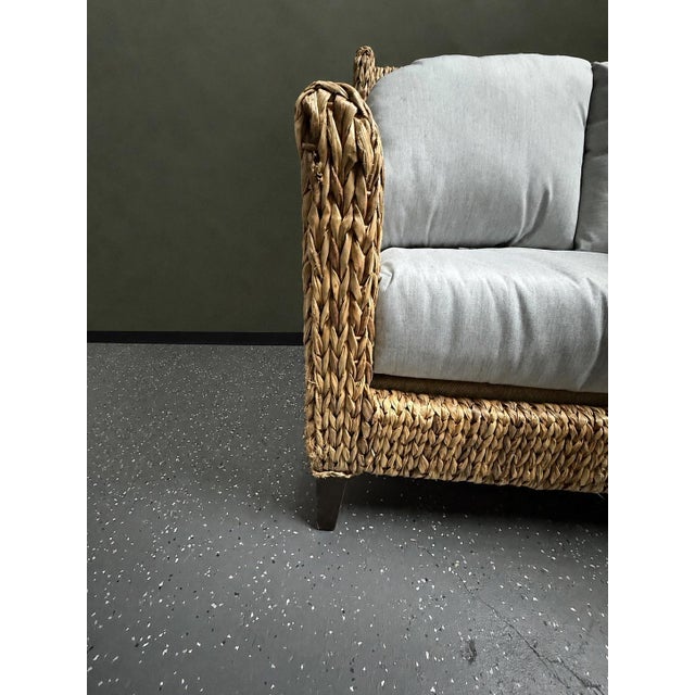 Baker Milling Road Woven Seagrass Sofa With Neutral Cushions For Sale - Image 11 of 12