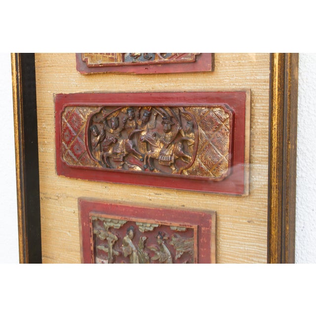 Antique Framed Carved Wood Relief Chinese Panels For Sale In Los Angeles - Image 6 of 9