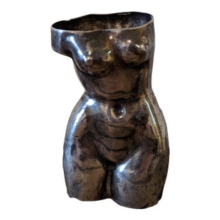 Vintage Sterling Silver Nude Torso Sculpture For Sale