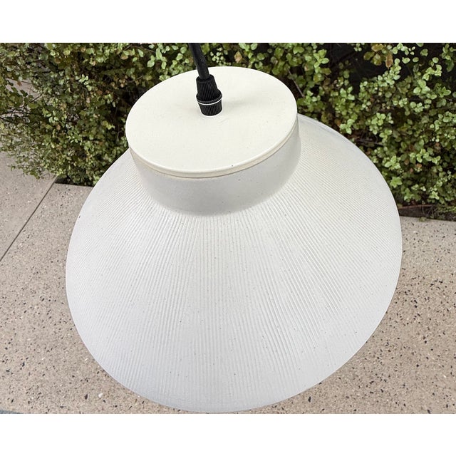 2020s Organic Modern Sculptural Ceramic Gubbio Pendant Lights by Miri Mara – Ribbed Stoneware, California Studio - Unused Pair For Sale - Image 5 of 10