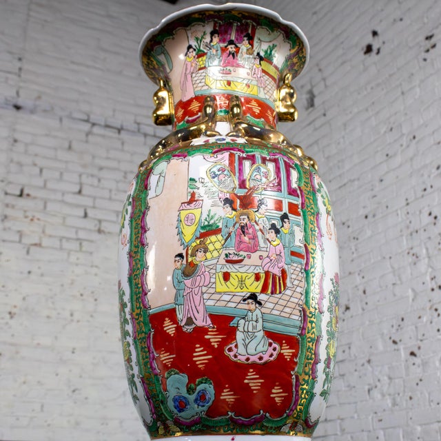 Mid to Late 20th Century Asian Porcelain Rose Medallion Vase Andrea by Sadek Hand Painted For Sale - Image 4 of 18