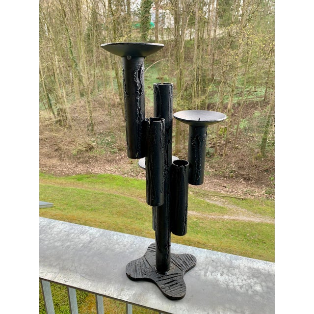Brutalist Cast Iron Candlestick, 1970s For Sale - Image 6 of 16