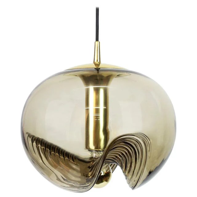 Large Smoked Glass Pendant Light by Peill & Putzler, Germany, 1970s For Sale - Image 9 of 9
