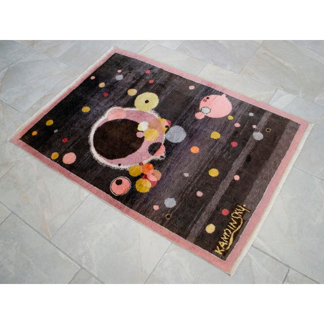 1980s Vintage Kandinsky Style Several Circles Hand Knotted Area Rug For Sale - Image 12 of 17