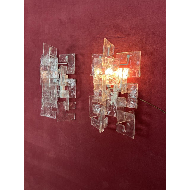 Mid-Century Modern Murano Glass Wall Lamps, 1960s, Set of 2 For Sale - Image 3 of 12