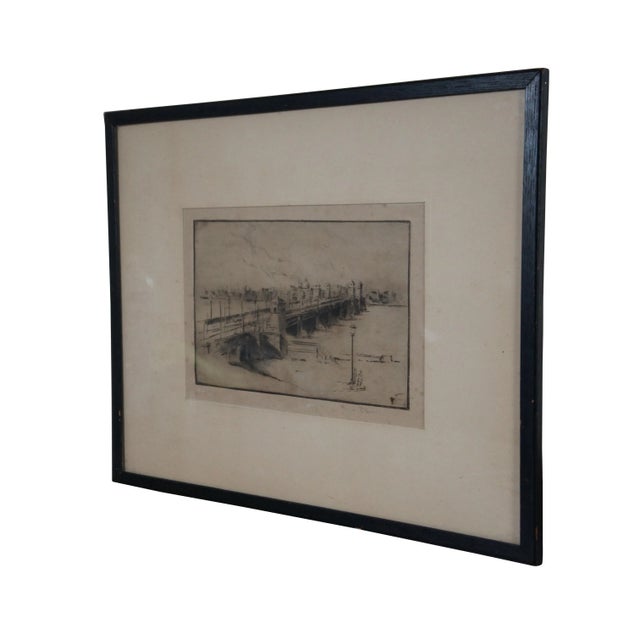 Modern Antique Alexander Blum Hungarian Bigelow & Jordan Bridge Etching 18" For Sale - Image 3 of 11