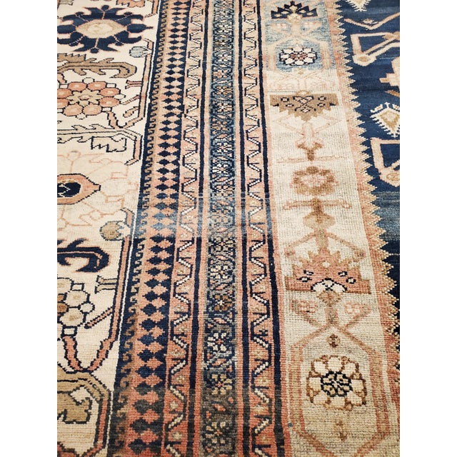 Antique Persian Malayer Carpet, Handmade Oriental Rugs, Navy, Orange, Cream For Sale - Image 10 of 12