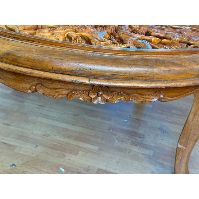 Indonesian Round Wooden Carved Coffee Table, 1920s For Sale - Image 14 of 18