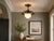 Contemporary Spun Solid Brass Dome Semi-Flush Mount With Opal Glass Globe For Sale - Image 3 of 8