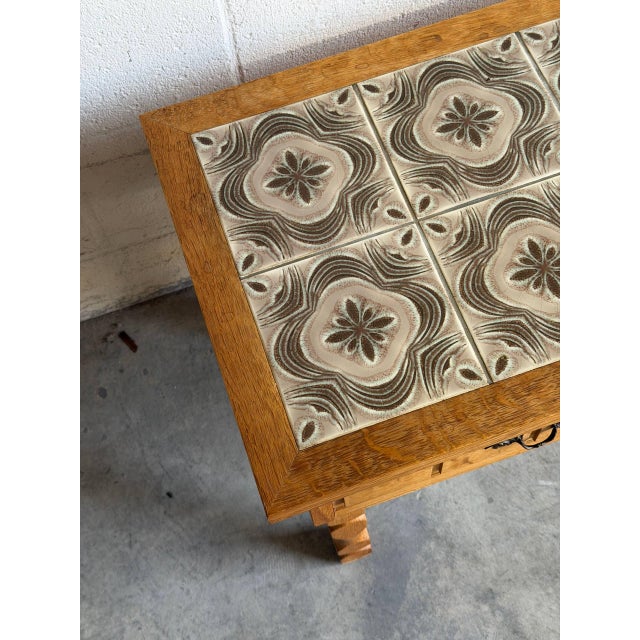 Vintage Danish Oak Tile Top Entry Table Bench by Henning Kjærnulf For Sale - Image 10 of 10