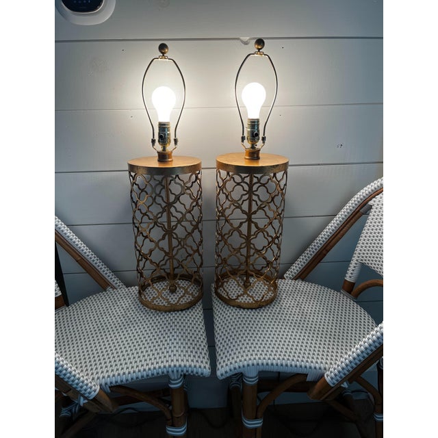 1990s Quatrefoil Drum Table Lamps - a Pair For Sale - Image 4 of 10