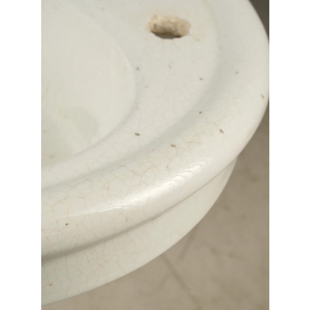 Vintage Art Deco 24 In. Fluted White Ceramic Pedestal Sink For Sale - Image 6 of 11