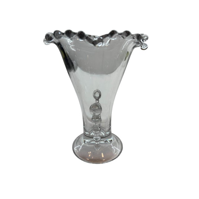 Mid 20th Century Imperial Glass Candlewick Crimped Flower Vase For Sale - Image 5 of 15