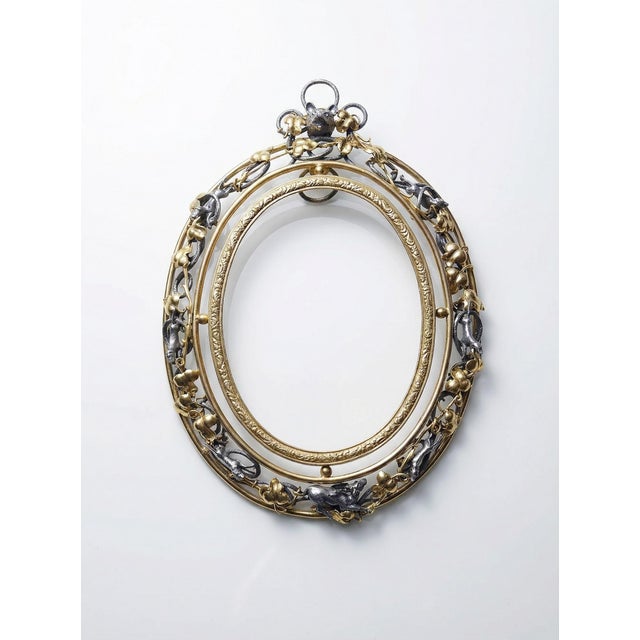 Antique Art Nouveau Metal Wall Frame with Hunting Scene Decoration and Openwork Relief, Late 19th Century For Sale - Image 9 of 9