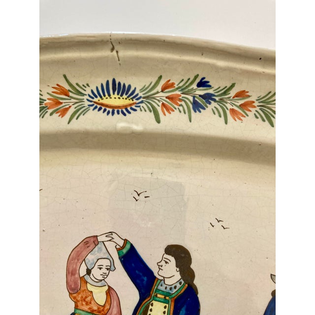 Antique French Faience Hb Quimper Large Fish Platter 24" 19th C. For Sale - Image 6 of 8
