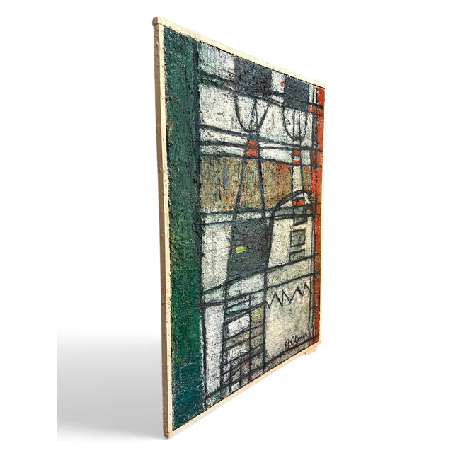 1960s Rare Original Abstract Plaster Oil on Canvas by Austrian Artist Herta Galton For Sale - Image 4 of 4