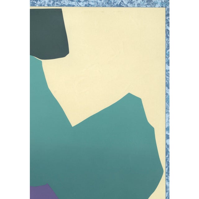 Abstract Teal and Purple Abstract Geometric Multi-Layer Screenprint For Sale - Image 3 of 6
