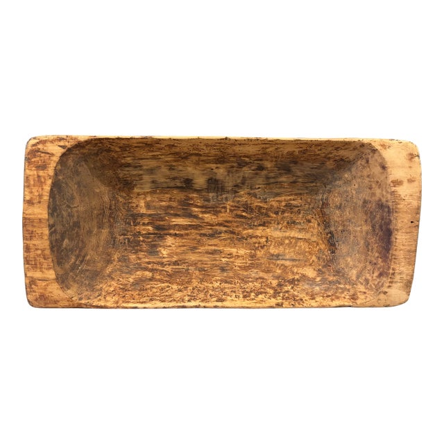 Large 19th Century Hand Carved Primitive Organic Modern Wooden Dough Bowl / Trencher For Sale