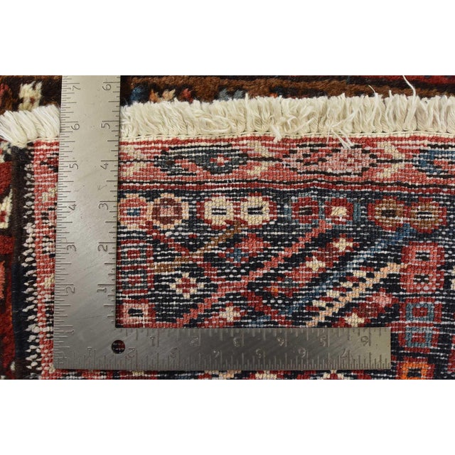 Vintage Karajeh Rug 4'10'' X 6'2'' Red Wool Tribal Hand-Knotted Oriental Carpet For Sale - Image 15 of 15