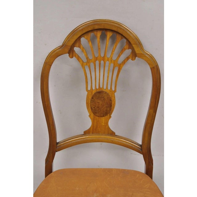 Art Deco Vintage Joerns Bros Art Deco Walnut Fan Back Vanity Side Chair For Sale - Image 3 of 10