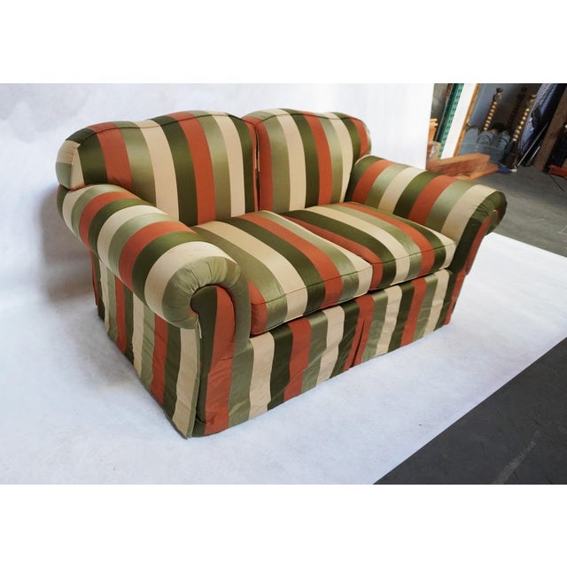 Late 20th Century Late 20th Century Custom Edward Ferrell Silk Stripe Loveseat For Sale - Image 5 of 18
