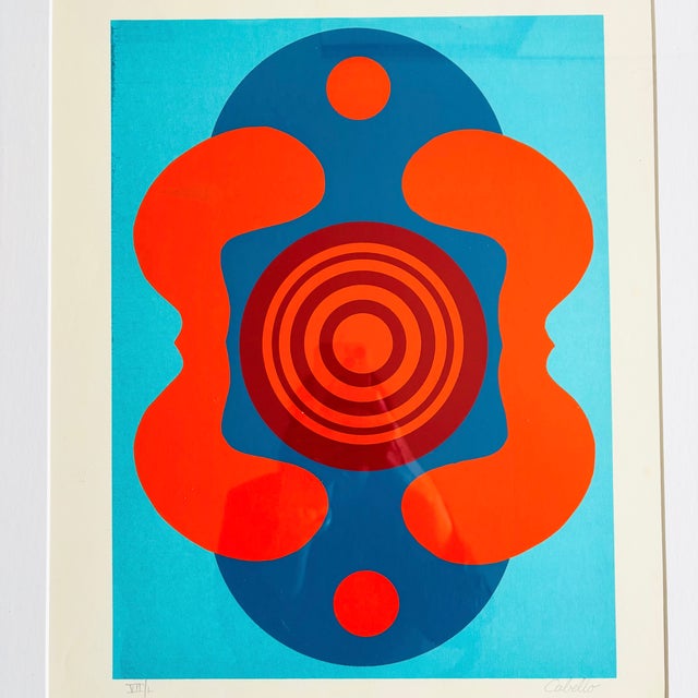 Abstract Vintage Geometric Abstract Serigraph by Cabello For Sale - Image 3 of 15