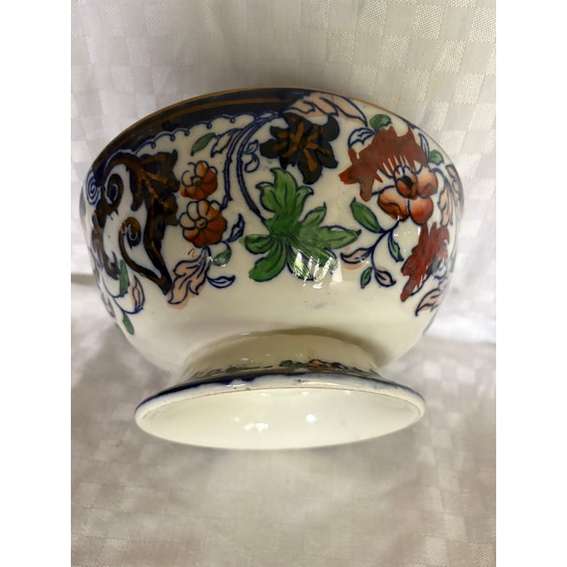 Ink Blue Late 19th Century English Iron Stone Imari Style Footed Bowl For Sale - Image 8 of 11