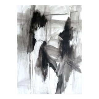 Contemporary Abstract Acrylic, Charcoal, Graphite and Oil Pastel on (White) Canvas Painting "Monochromatic Series – Nr 1" by Adrienn Krahl For Sale