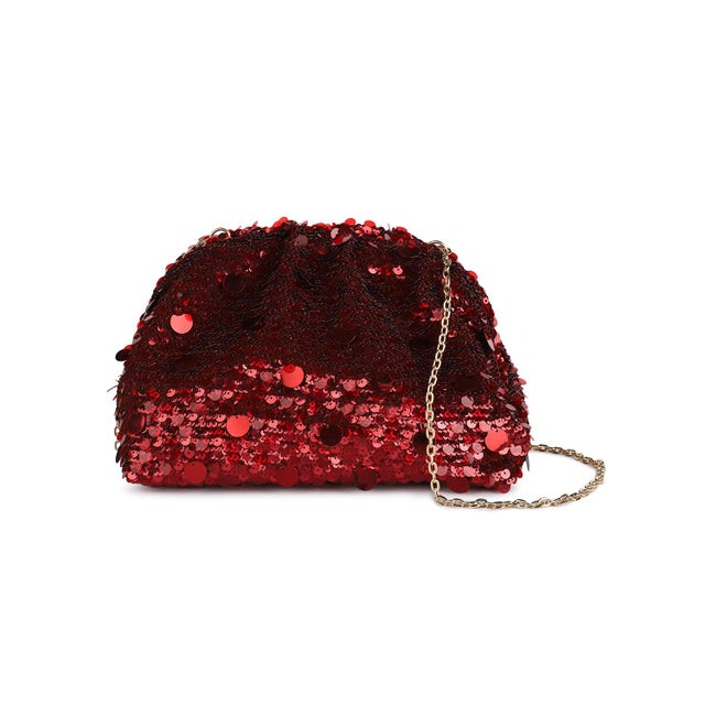 Rafe Cabernet Sequin Aya Frame Clutch For Sale - Image 4 of 4