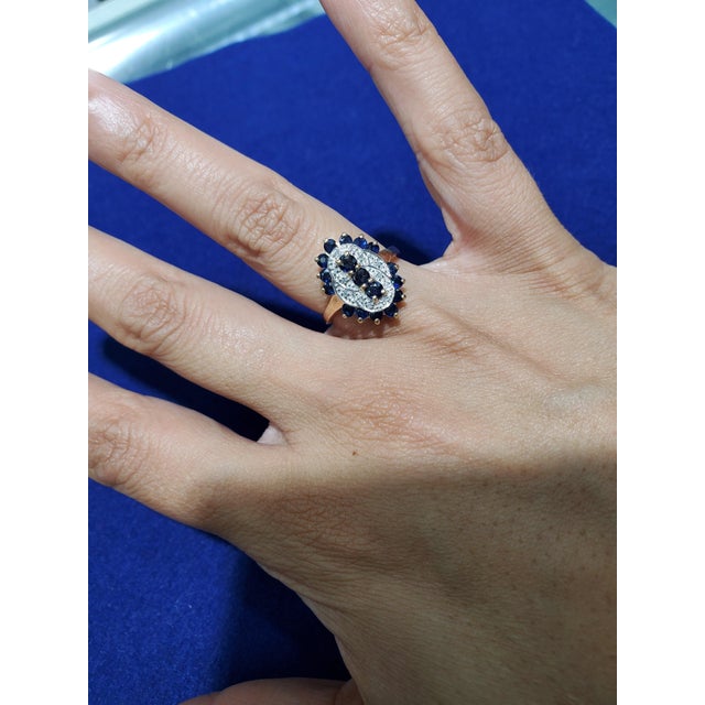 Vintage Style Diamond Sapphire or Ruby Ring 10k Yellow Gold, Size 4 For Sale In Los Angeles - Image 6 of 6