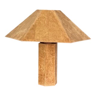 1970s Mid Century Modern Hexagonal “Zatonl” Cork Table Lamp by Ingo Maurer for M Design For Sale