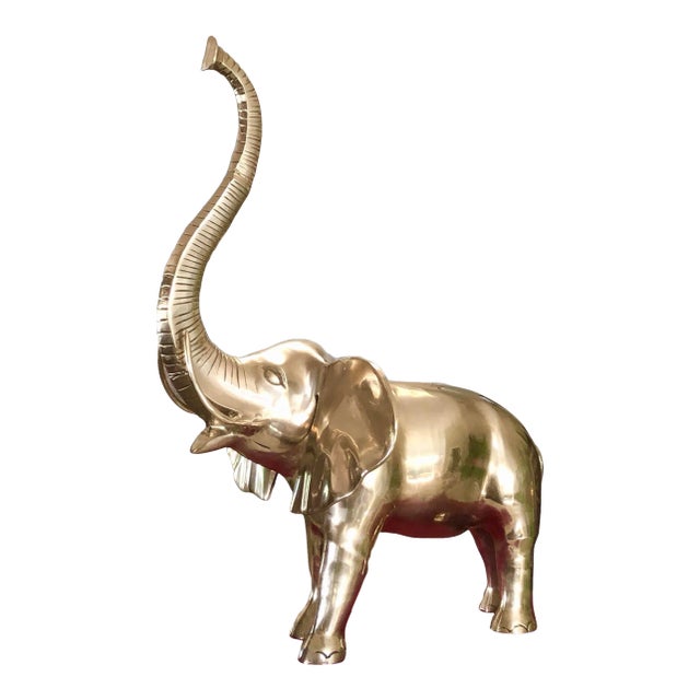 Vintage Large Brass Elephant "Trunks Up" Good Luck Statue Chairish